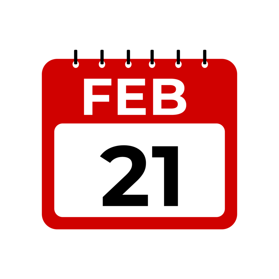 februari 21 kalender herinnering. 21 februari dagelijks kalender icoon sjabloon png
