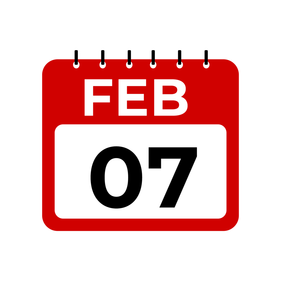 februari 7 kalender herinnering. 7 februari dagelijks kalender icoon sjabloon png