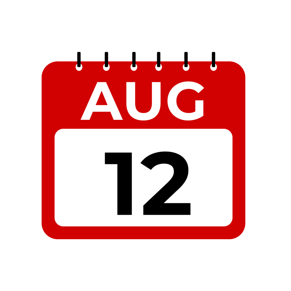 August 12 calendar reminder. August 12 daily calendar icon template. png