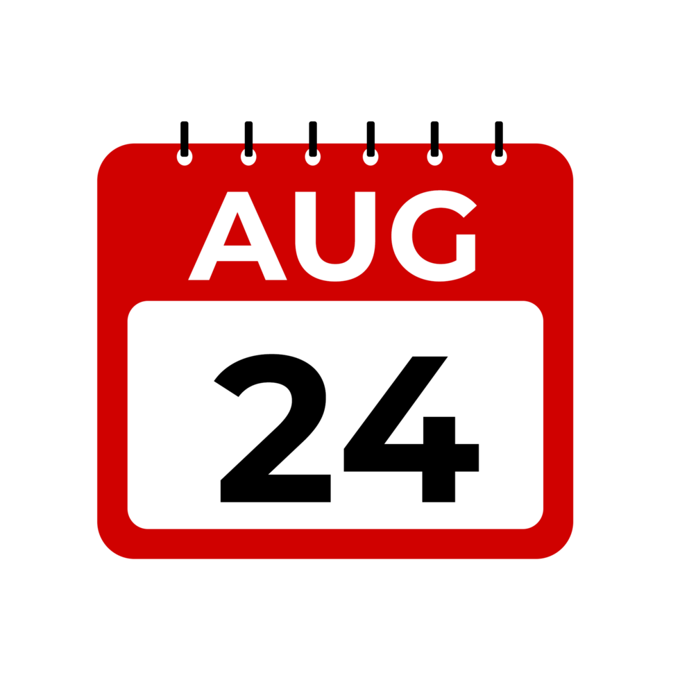augustus 24 kalender herinnering. augustus 24 dagelijks kalender icoon sjabloon. png
