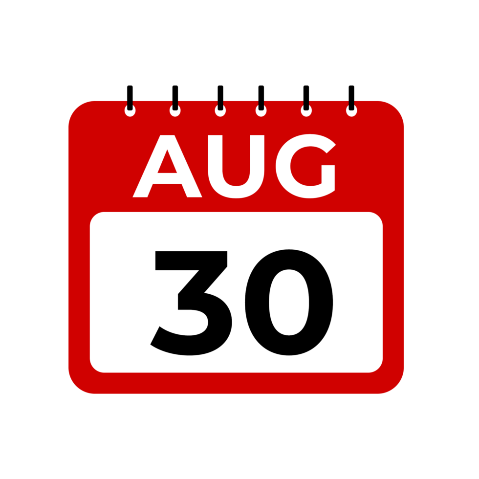 August 30 calendar reminder. August 30 daily calendar icon template. png