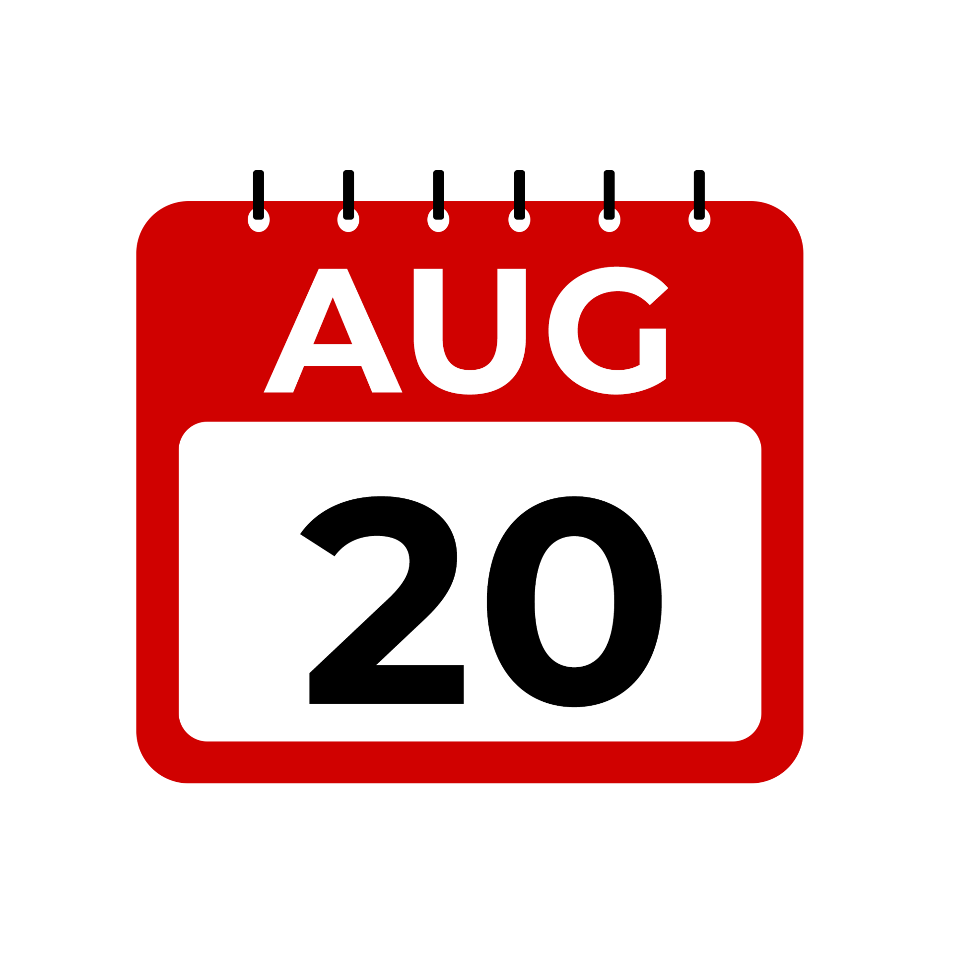 August 20 Calendar Reminder August 20 Daily Calendar Icon Template