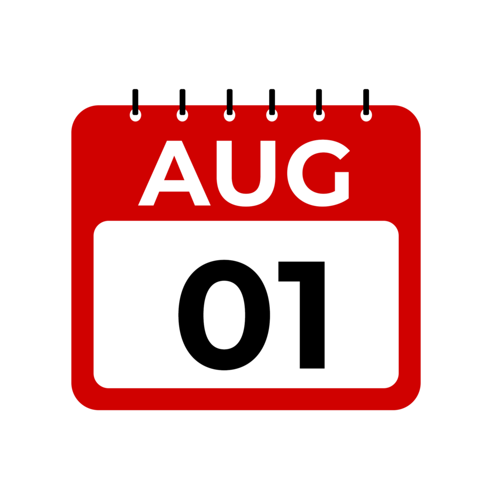 August 1 calendar reminder. August 1 daily calendar icon template. png