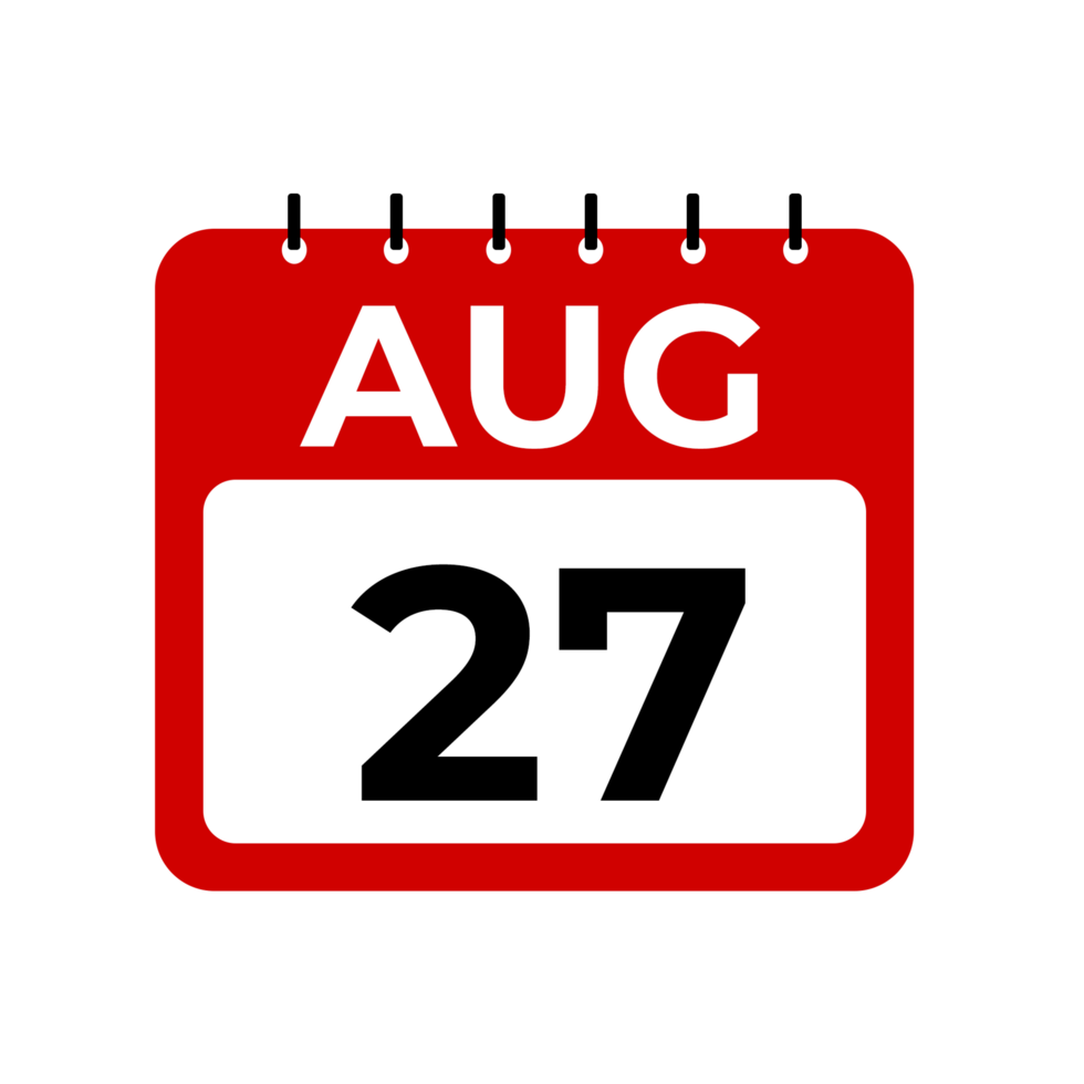 August 27 calendar reminder. August 27 daily calendar icon template. png