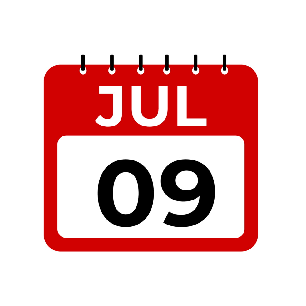 july 9 calendar reminder. july 9 daily calendar icon template. png