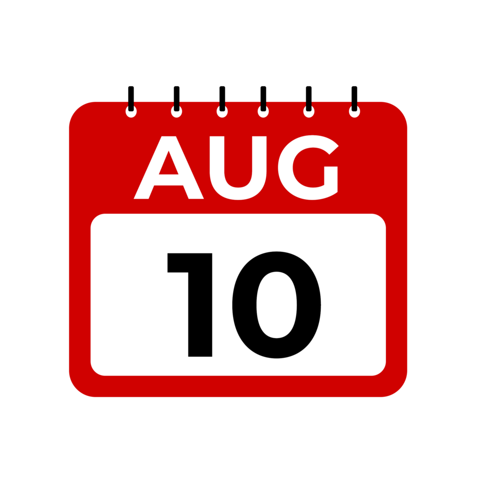 August 10 calendar reminder. August 10 daily calendar icon template. png