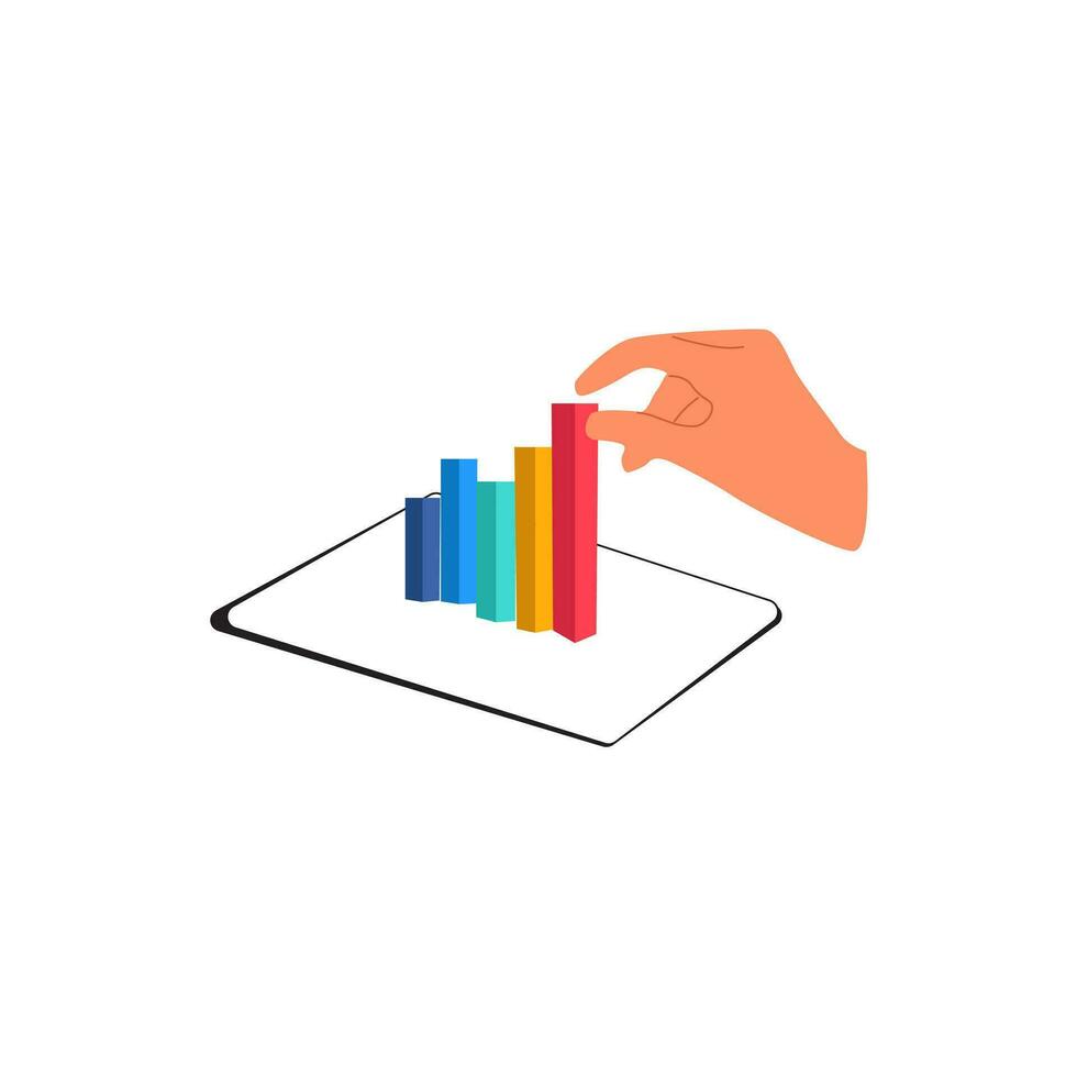 hand with graph businis vector