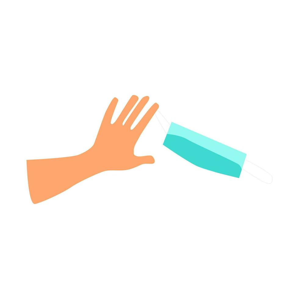 hand holding face mask vector