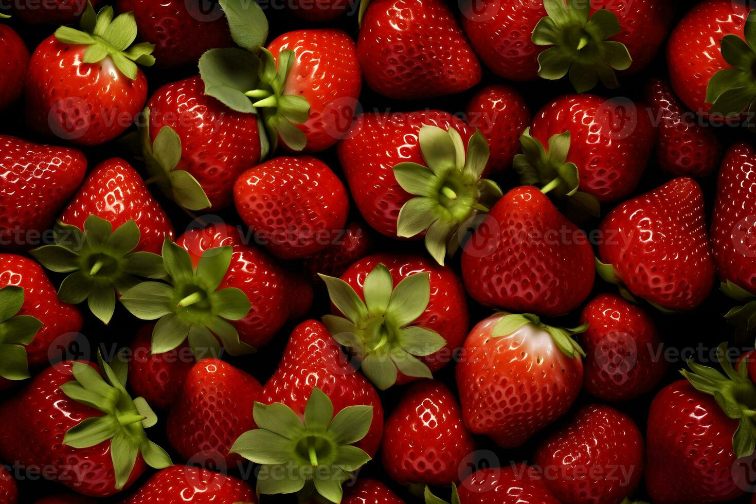 Strawberry with lieaves background. High quality. AI Generative photo