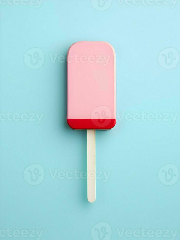 An ice cream on a stick minimalism bright colors. High-resolution. AI Generative photo