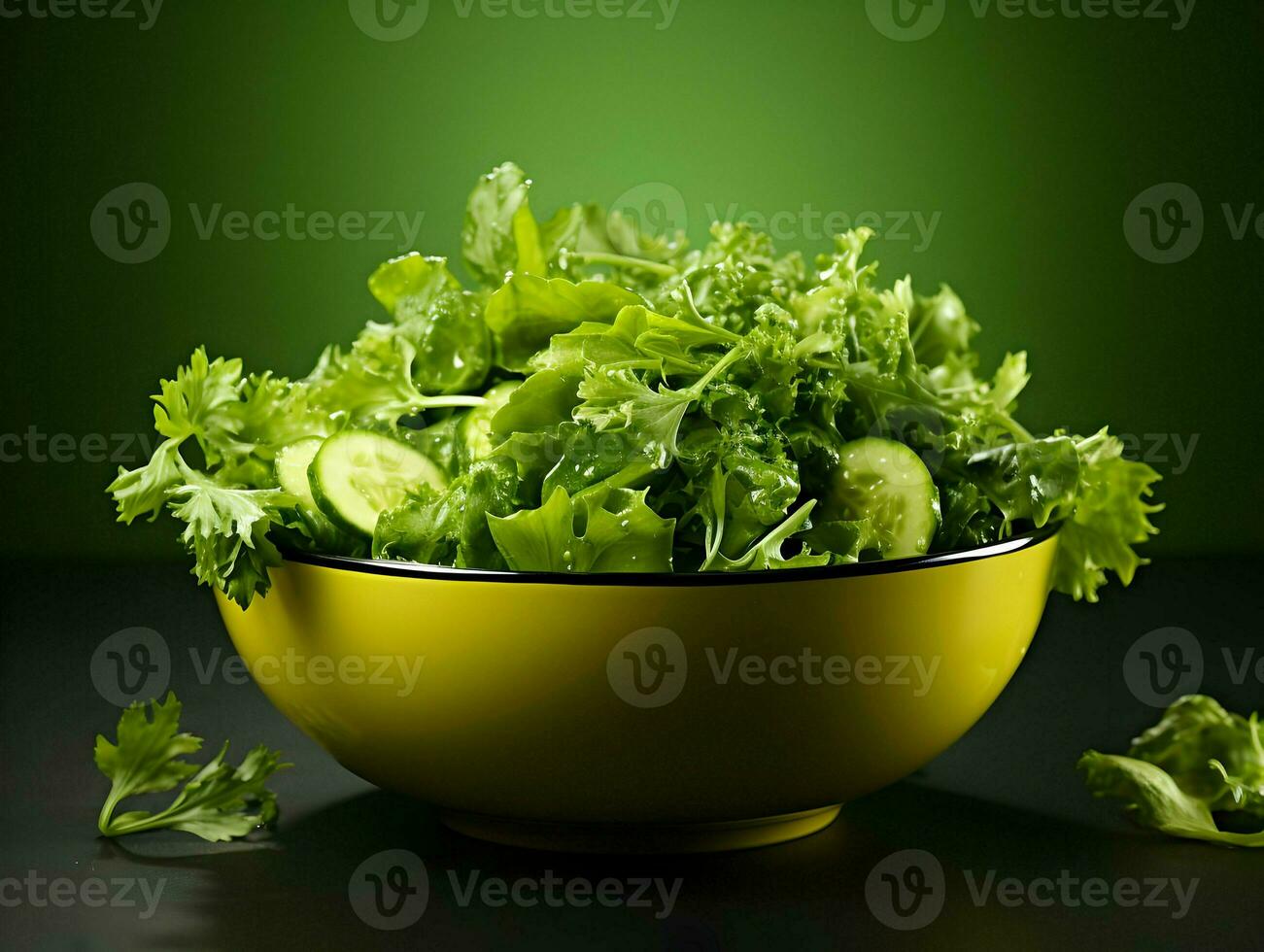 Cinematic photo of green salad bright minimalism. High-resolution. AI Generative