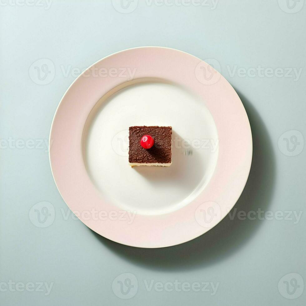 Chocolate dessert on plate minimalism. High quality. AI Generative photo