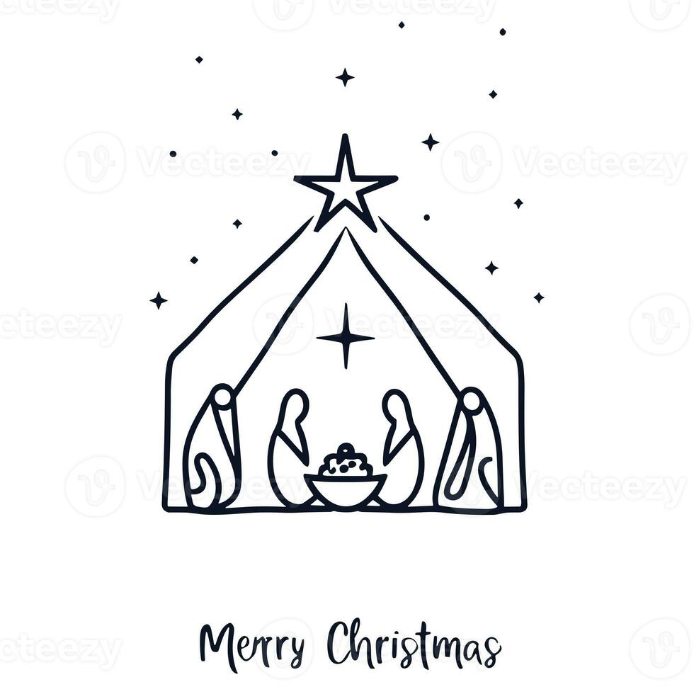 AI generated black minimalist or Christmas nativity scene on a white background photo