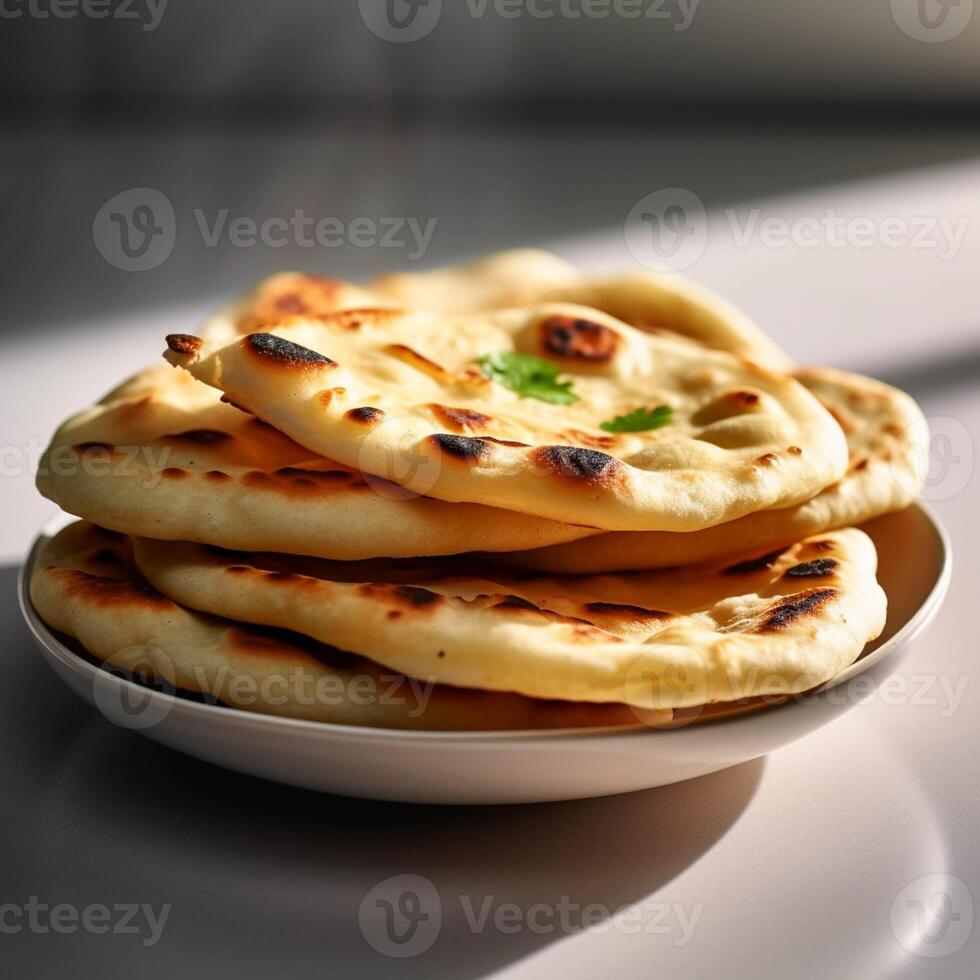 Indian naan bread with parsley generated with AI photo