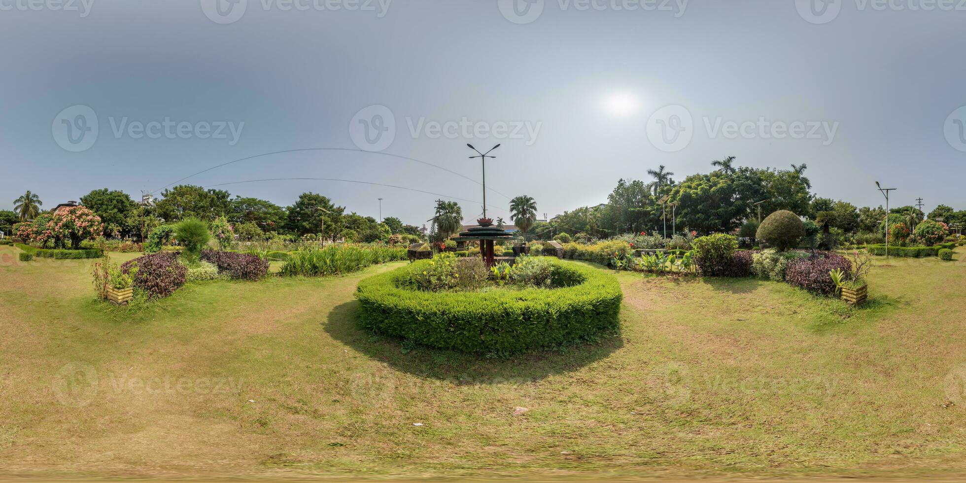 full spherical 360 hdri seamless panorama in equirectangular projection, panorama in park green zone in indian city, VR content photo