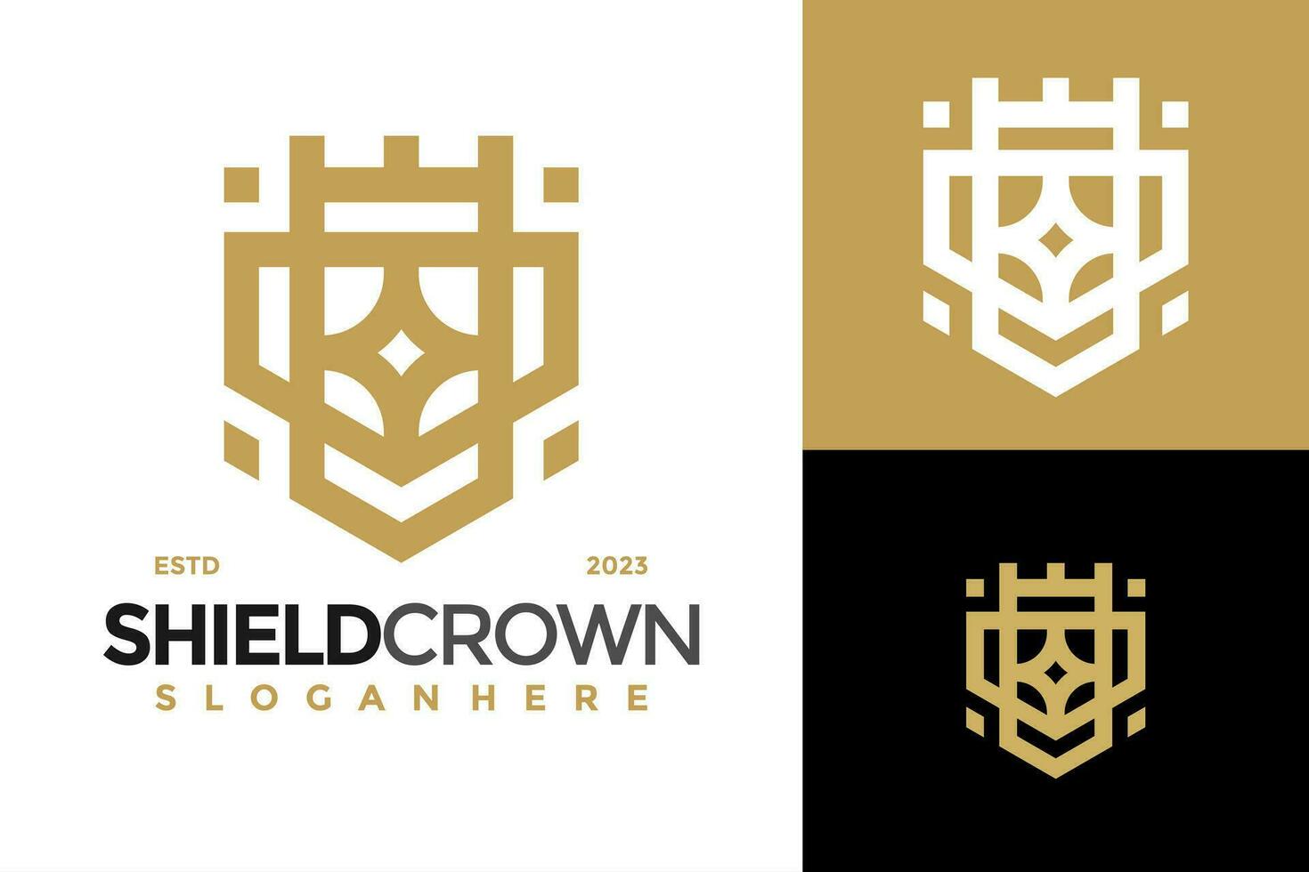 Luxury Shield Crown Logo design vector symbol icon illustration