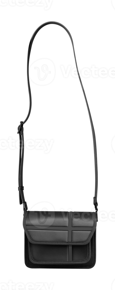 Black leather fashion bag png