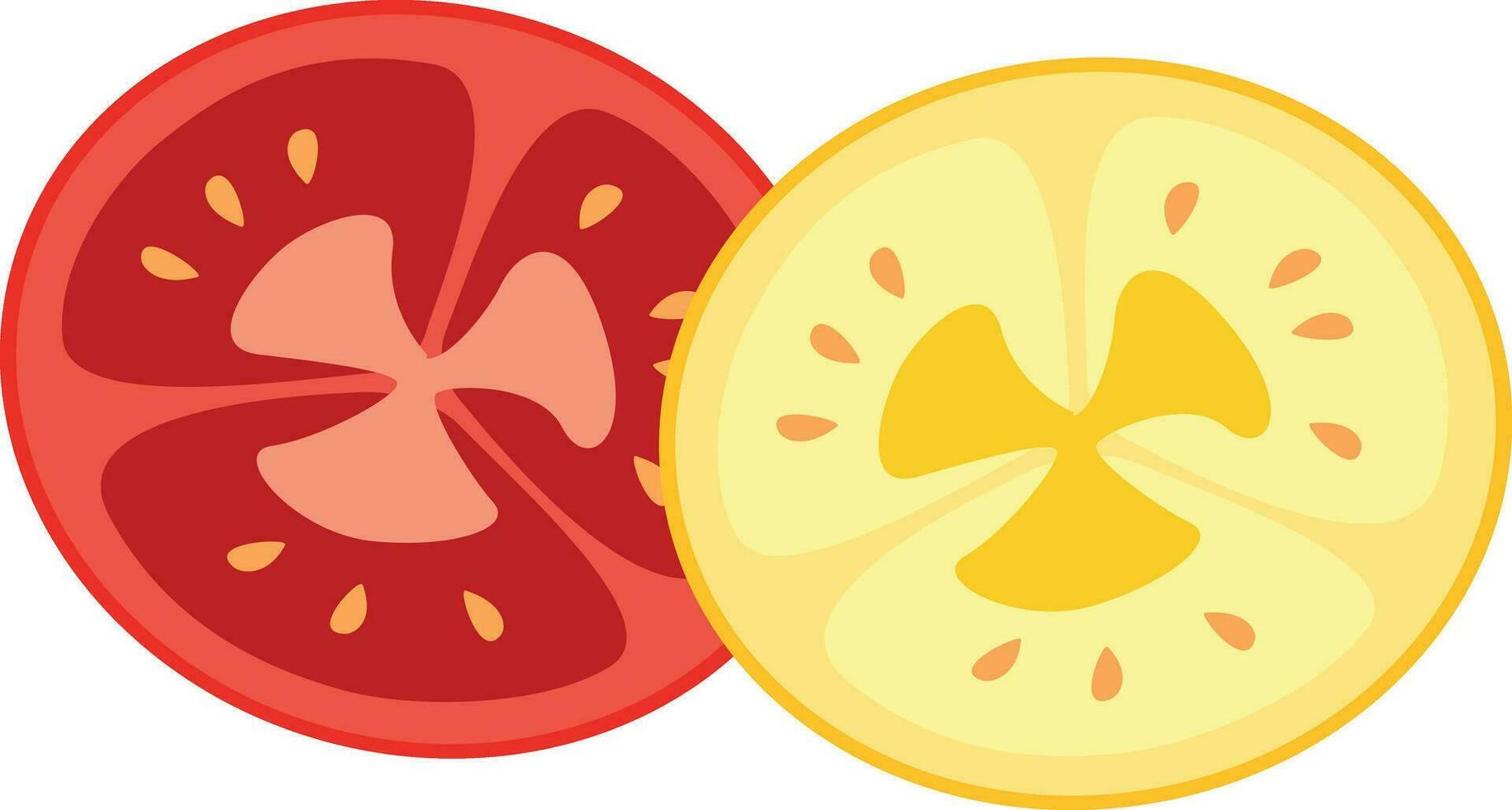 red and yellow tomato slice vector
