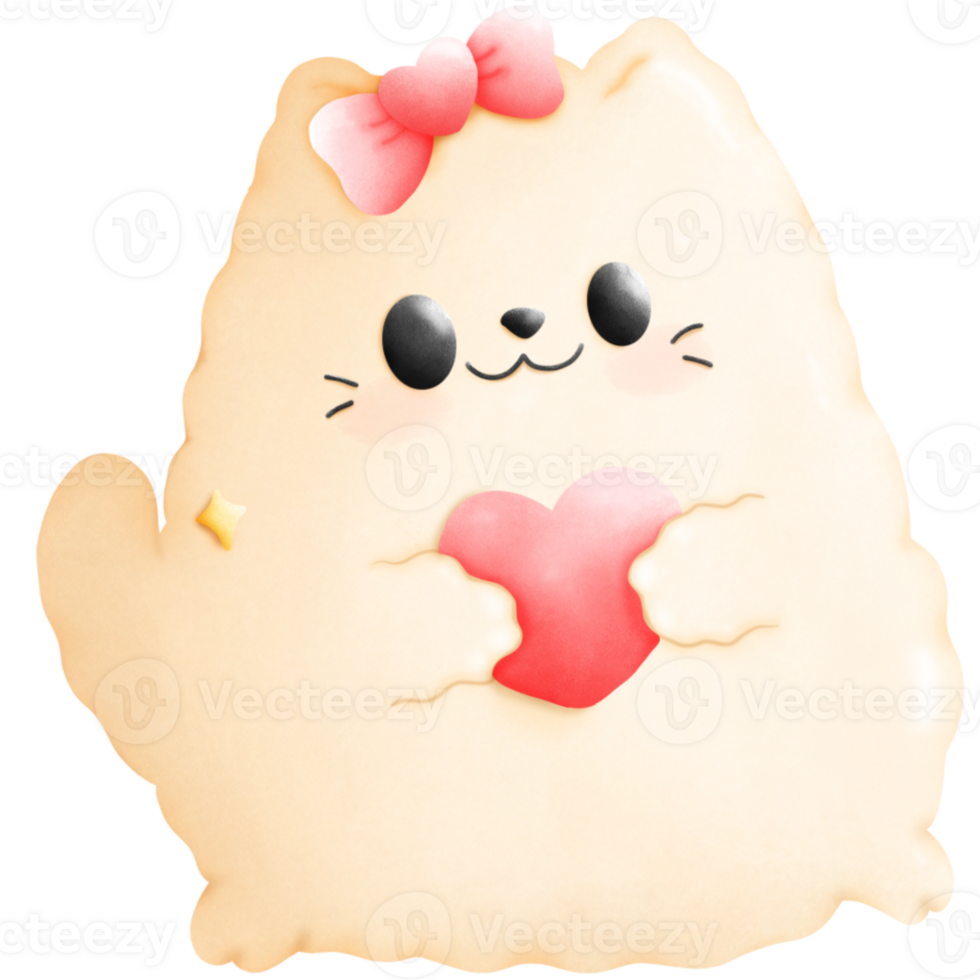 Cat with heart png