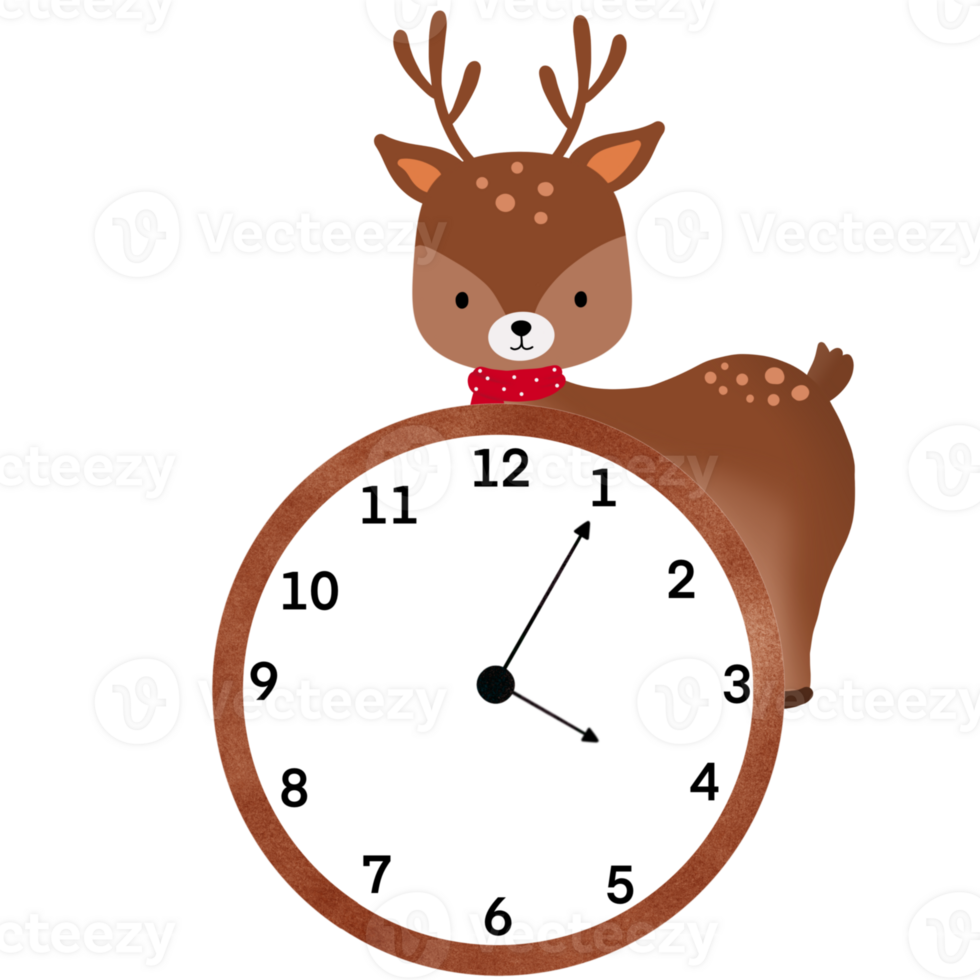 Cartoon animal clock, teaching materials png