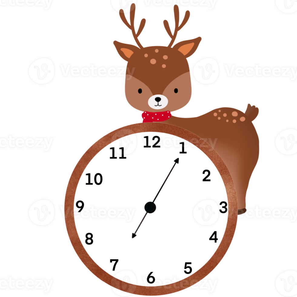 Cartoon animal clock, teaching materials png