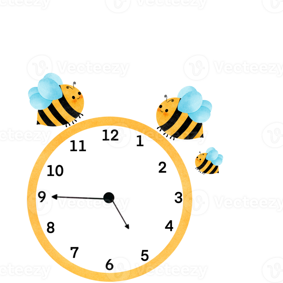 Cartoon animal clock, teaching materials png