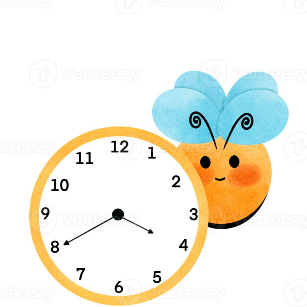 Cartoon animal clock, teaching materials png