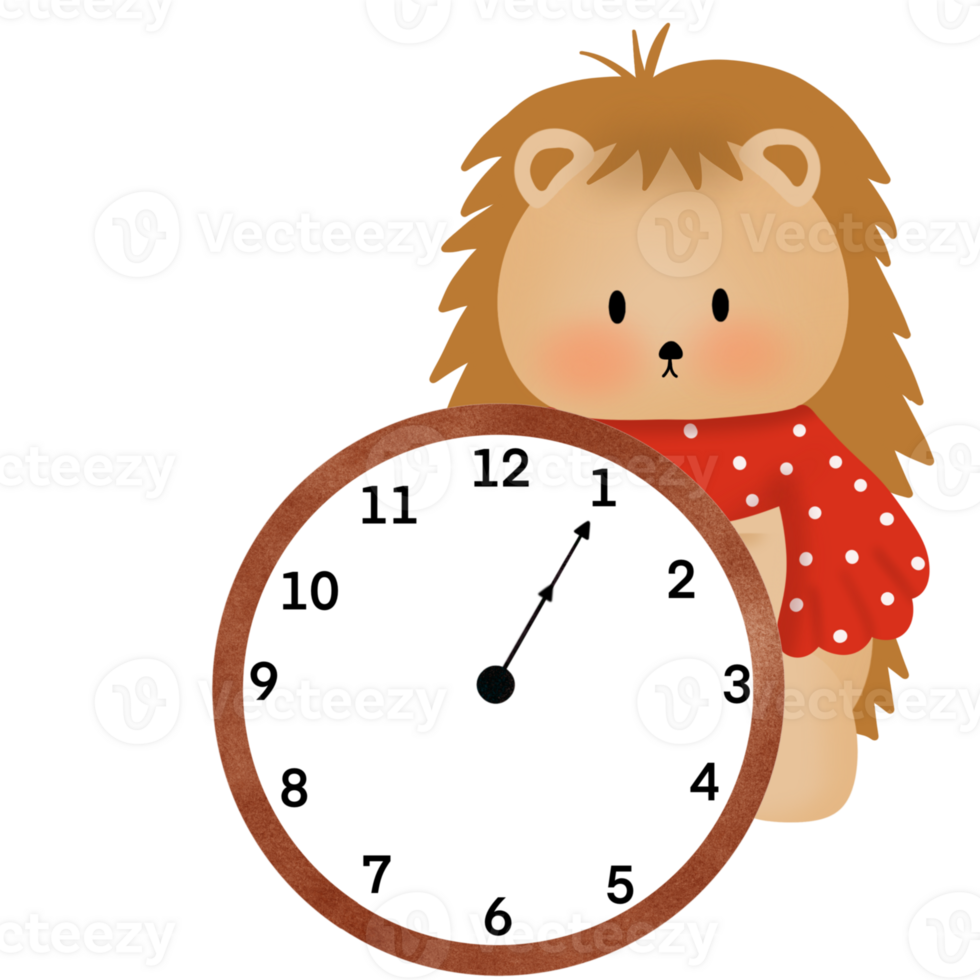 Cartoon animal clock, teaching materials png