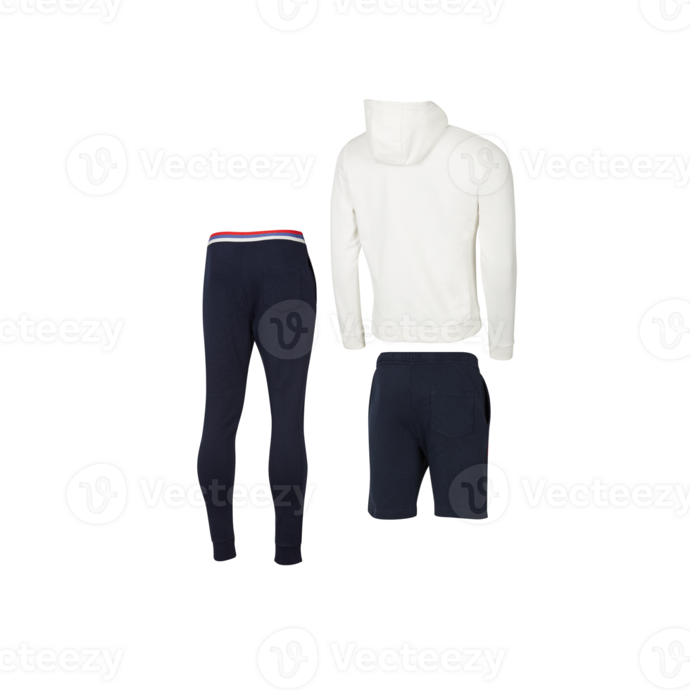 Set back of shirts and pants cut out isolated white background with clipping path png