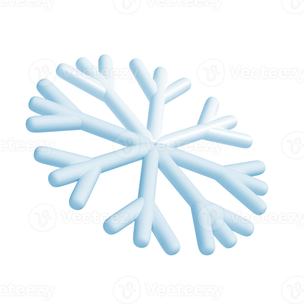 3d illustration of Christmas blue icon snowflake isolated. glossy surface. Happy New Year Decoration Holiday element for web design, greeting card png