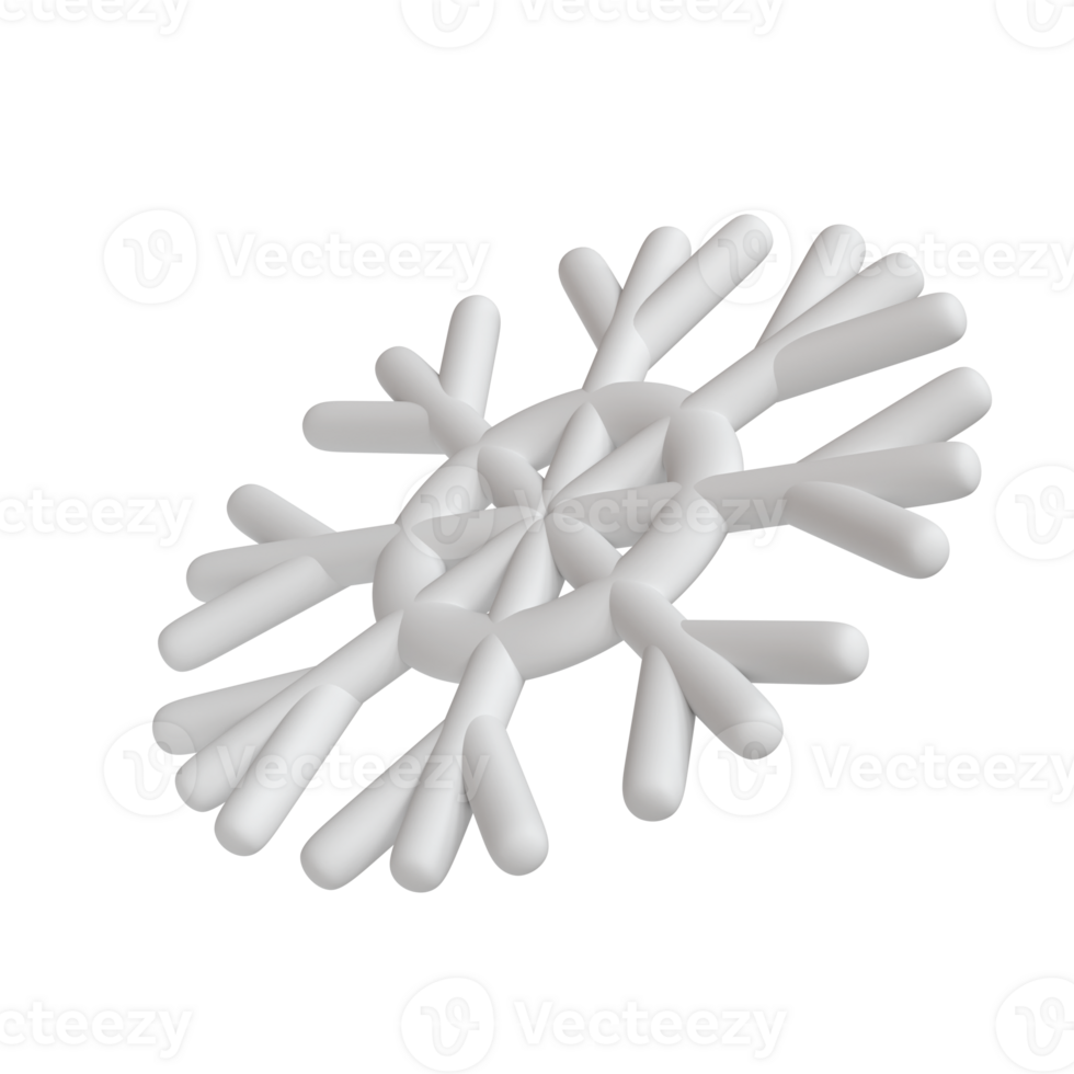 3d illustration of Christmas white icon snowflake isolated. glossy surface. Happy New Year Decoration Holiday element for web design, greeting card png