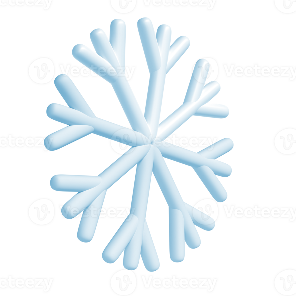 3d illustration of Christmas blue icon snowflake isolated. glossy surface. Happy New Year Decoration Holiday element for web design, greeting card png