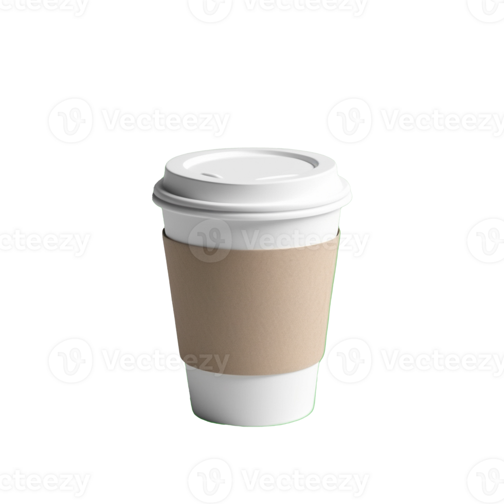 mockup coffee paper cup on the table, 3d render isolated transparent background. ai generative png