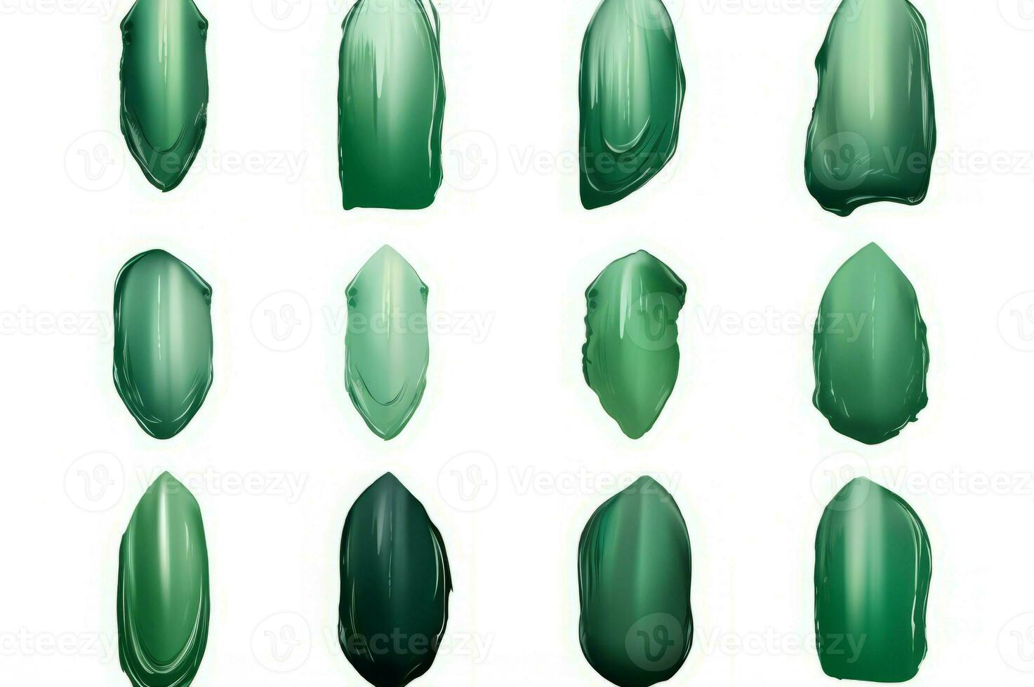 Elegant green lipstick smears set isolated on white. Generate Ai photo