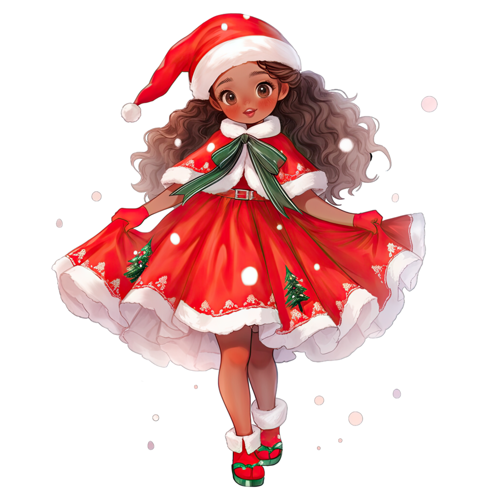 AI generated Girl wearing red Christmas winter dress during festive holiday season ,ai generative png