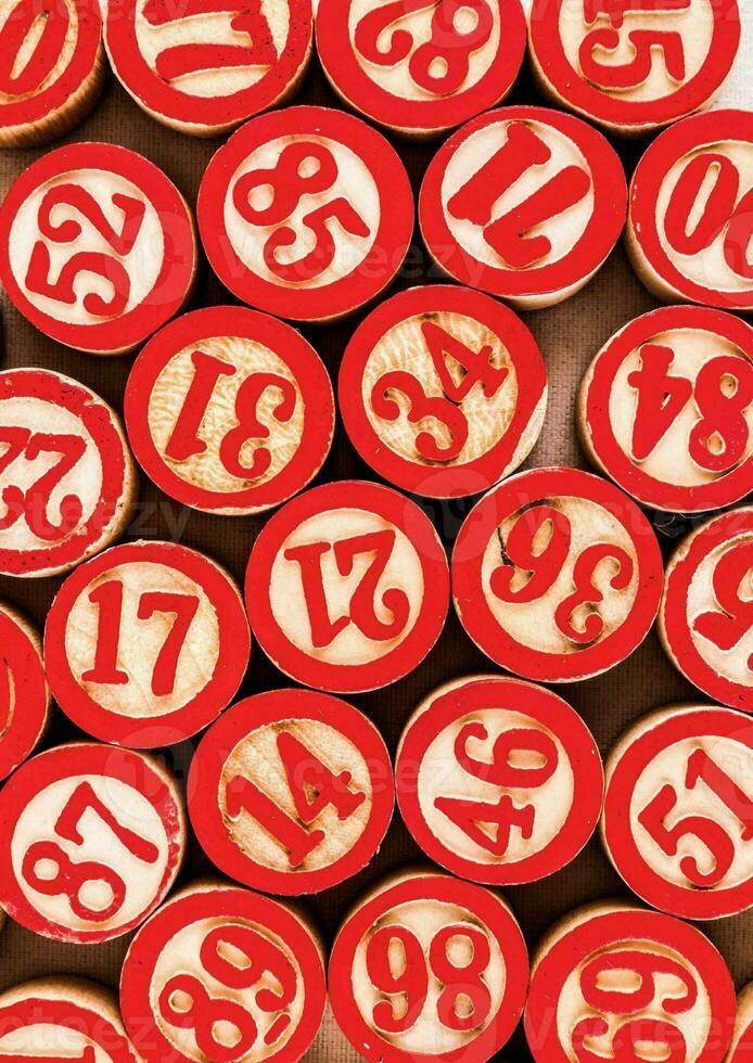 a large number of red and white numbers photo