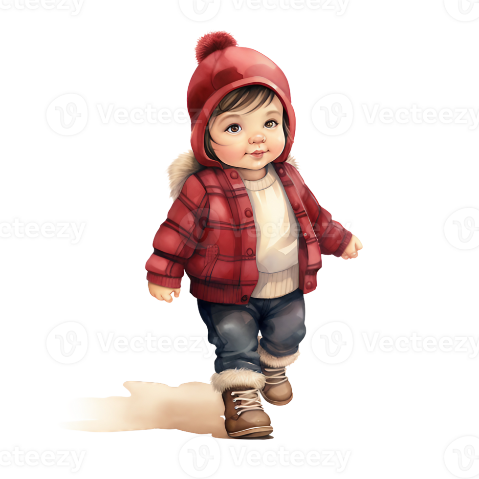 watercolor Cute baby walking clipart, baby shower watercolor isolated on transparent background.  . AI Generative png