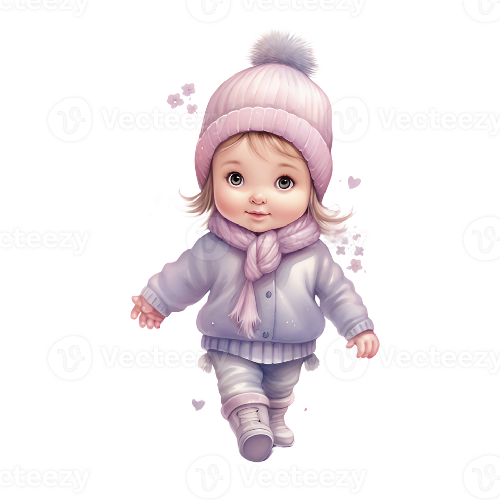 watercolor Cute baby walking clipart, baby shower watercolor isolated on transparent background.  . AI Generative png