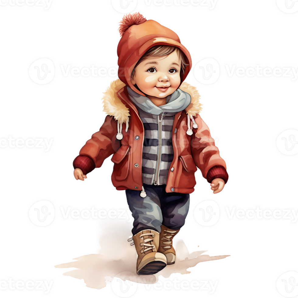 watercolor Cute baby walking clipart, baby shower watercolor isolated on transparent background.  . AI Generative png