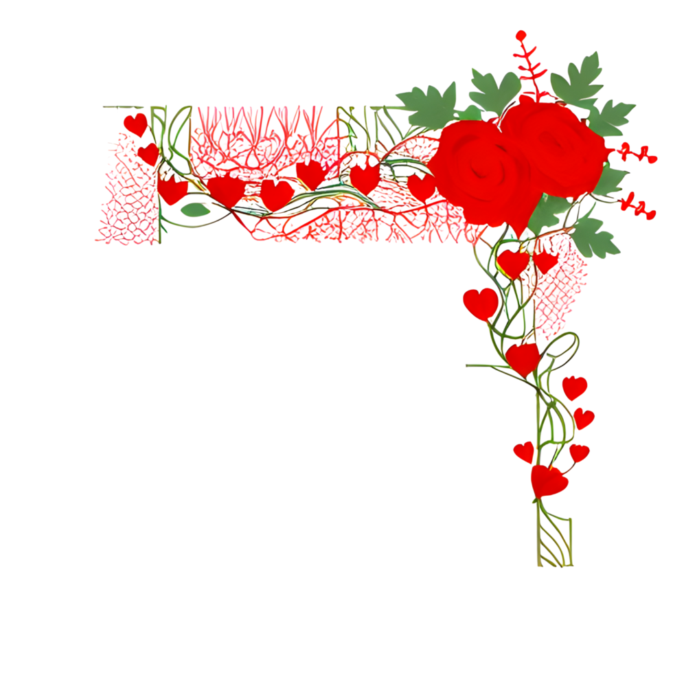 AI generated Valentine Border Frame PNG Ai Generative