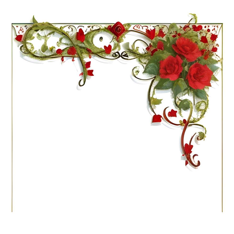 AI generated Valentine Border Frame PNG Ai Generative