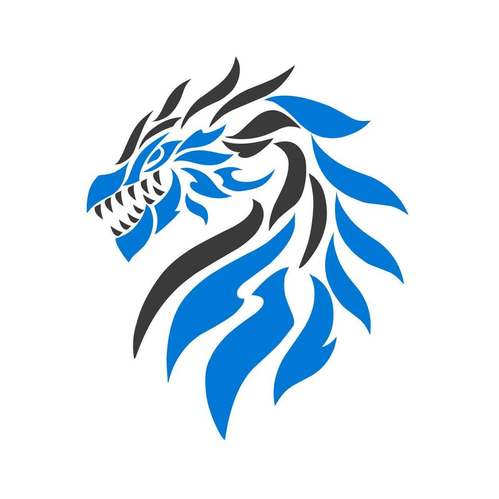 graphic vector illustration of tribal art design symbol blue dragon