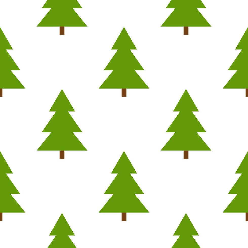 Seamless pattern template of forest pine, coniferous evergreen tree. Background with fir trees. Cartoon flat style. Symbol of Christmas and New Year. For wrapping paper, packaging, fabric, wallpaper. vector