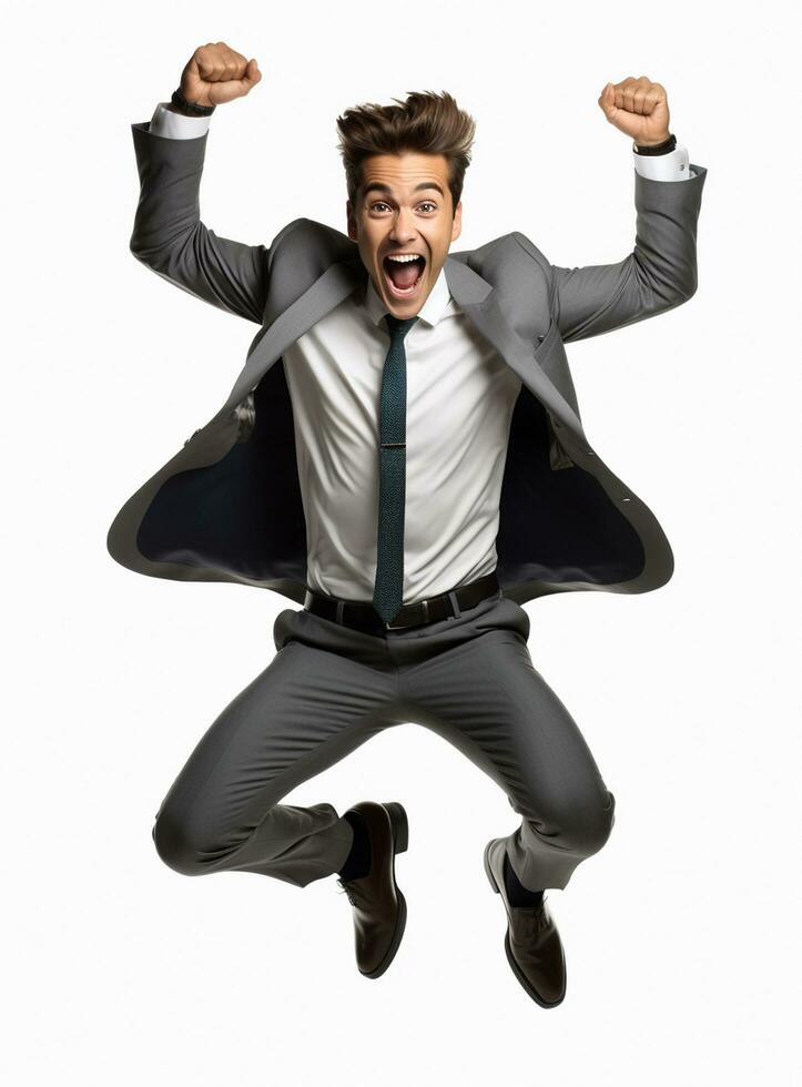 Ai Generative photo businessman excited because of achievement in business
