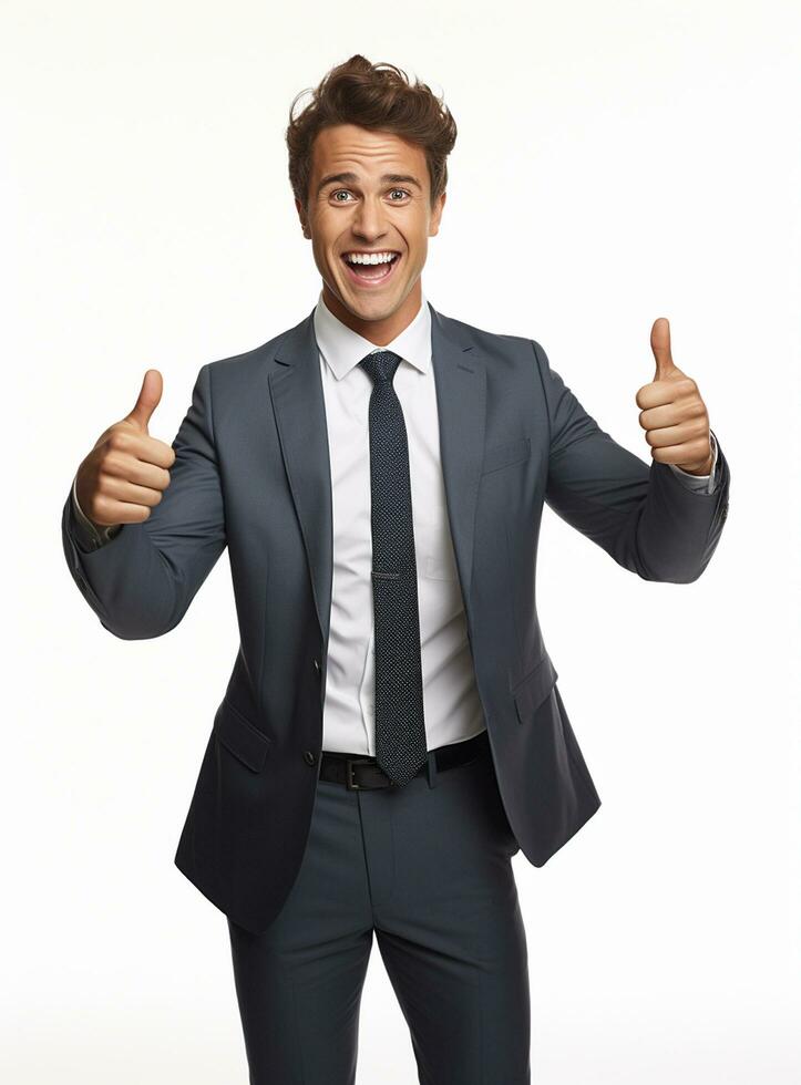 Ai Generative photo businessman excited because of achievement in business