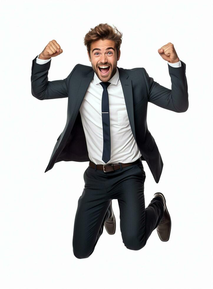 Ai Generative photo businessman excited because of achievement in business
