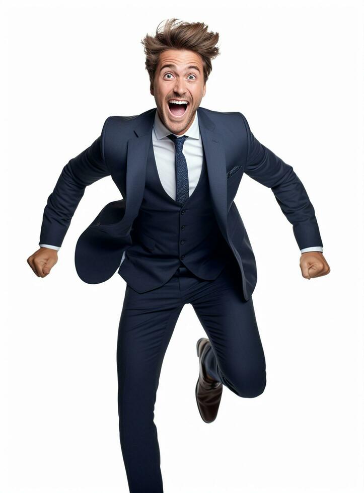 Ai Generative photo businessman excited because of achievement in business