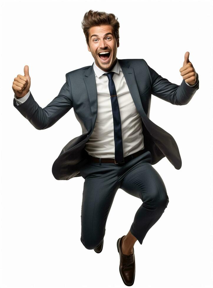 Ai Generative photo businessman excited because of achievement in business