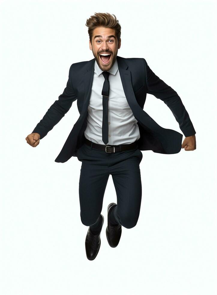 Ai Generative photo businessman excited because of achievement in business