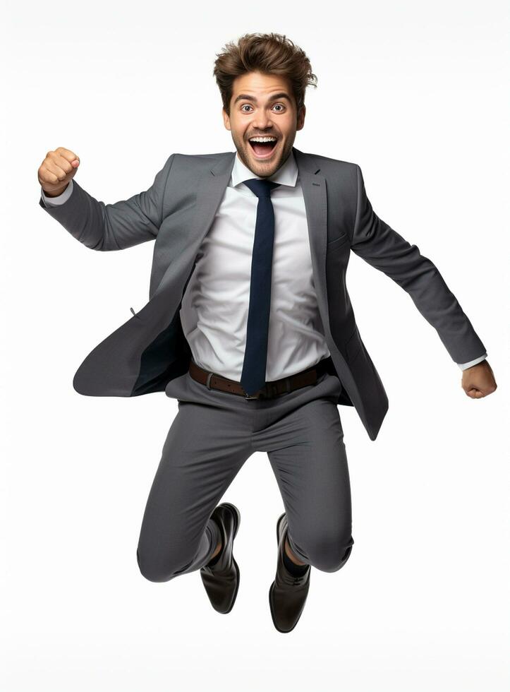 Ai Generative photo businessman excited because of achievement in business